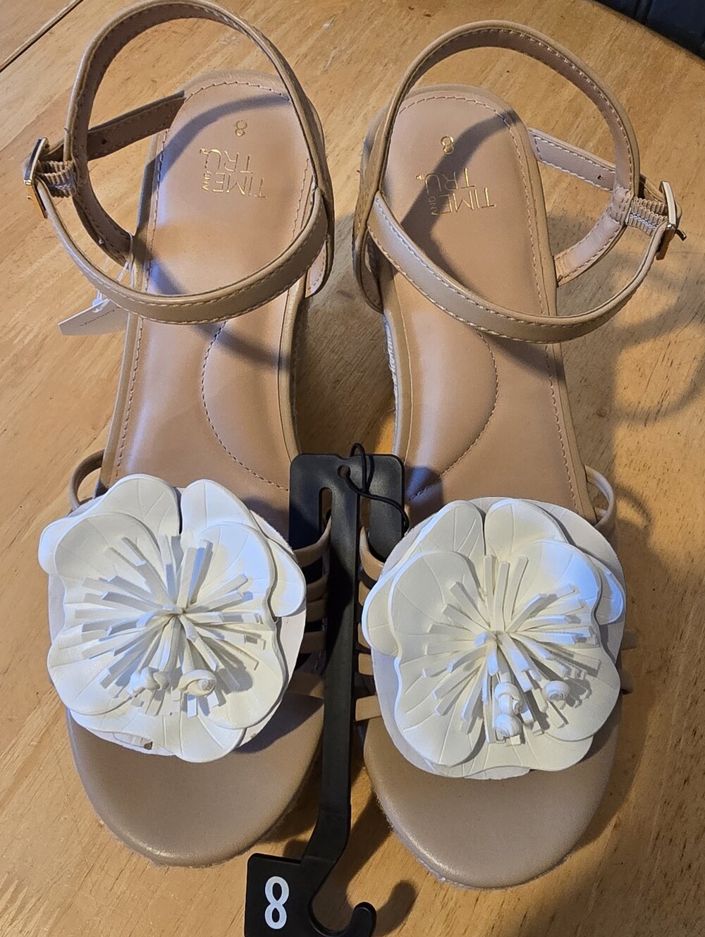 Time and Tru Floral‎ Espadrille Wedge Sandals Size 8 NWT Ankle Strap - Picture 5 of 7
